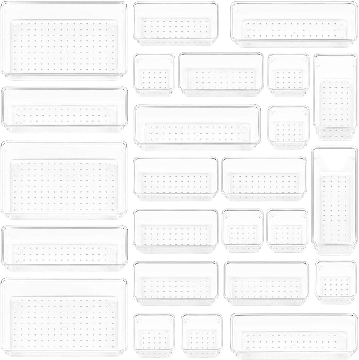 Vtopmart 25 piece clear plastic drawer organizers set